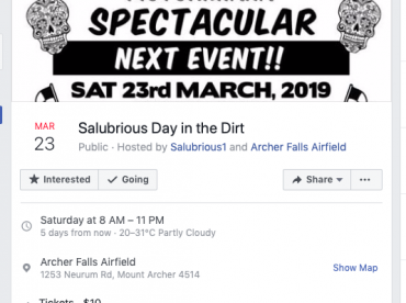 Salubrious Day in the Dirt Event - 23rd March 2019